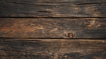 Aged Dark Brown Wooden Table Top View with Textured Surface and Black Border for Design and Copy