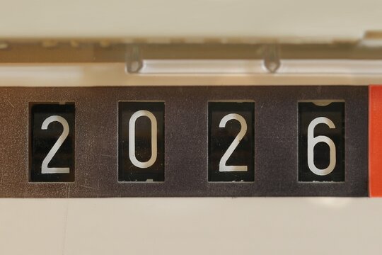 New year 2026 on a mechanical counter