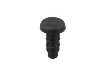 Black plastic automotive push pin fastener on transparent background