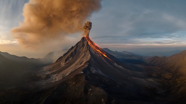 Mexico's Volc&aacute;n de Colima Eruption A Dramatic Landscape of Molten Lava and Rising Ash Plume