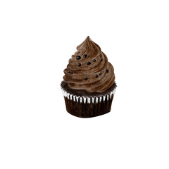 Watercolor chocolate cupcake PNG with transparent background—perfect for any creative project.

