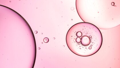 Pink Bubbles in Liquid Abstract Background.