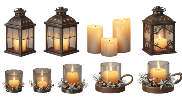 lantern with candles isolated on transparent background - Powered by Adobe