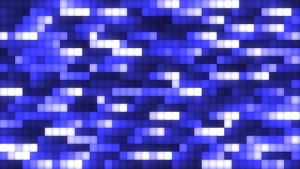 Abstract background, video in high quality 4k. Blue and white moving squares and lines are beautiful and glowing magical energy. Screensaver in retro digital style