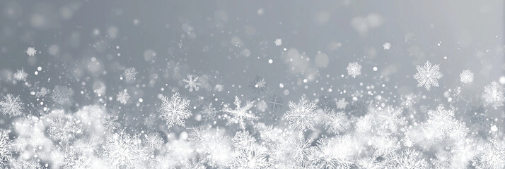 Winter Snowflakes on Gray Background