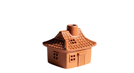 Miniature Terracotta House Ornament Isolated on Transparent Background