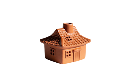 Miniature Terracotta House Ornament Isolated on Transparent Background