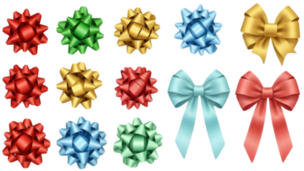 set of bows isolated on transparent background