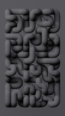 Abstract geometric background. Structure made of smooth blank tubes. Intertwined pipeline in the shape of a maze, 3d rendering