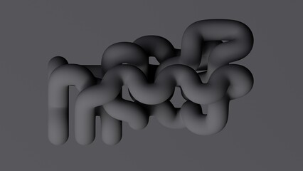 Abstract geometric background. Structure made of smooth blank tubes. Intertwined pipeline in the shape of a maze, 3d rendering