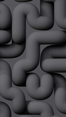 Abstract geometric background. Structure made of smooth blank tubes. Intertwined pipeline in the shape of a maze, 3d rendering