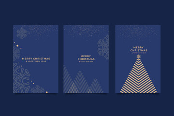 Obraz premium merry Christmas Cards with Gold Decorations merry christmas greeting card template design