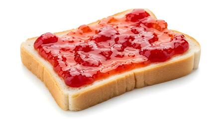 Delicious slice of white bread topped with sweet strawberry jam