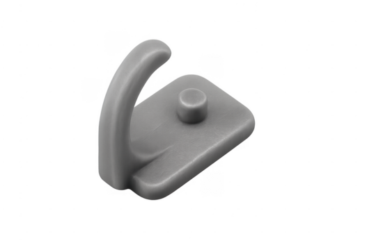 Gray plastic self-adhesive hook for home organization