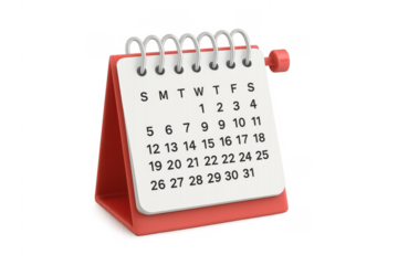 Planning schedule with a desk calendar on transparent background