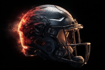 Hyper Detailed NFL Matchup Poster Showcasing Explosive Helmet Design With Cinematic Flair Against a Black Background