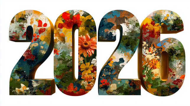 2026 is made with a colorful Flecktarn pattern isolated on a white background in landscape orientation.