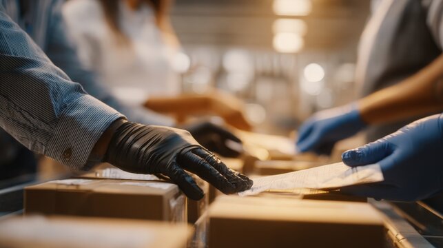 Medium shot of a team manually entering customer details into a collection system emphasizing handson data linking and accuracy.