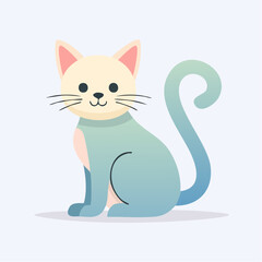 Obraz premium pastel vector illustration of a sitting cat with curled tail