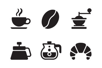 Coffee and pastry icons for breakfast and cafe