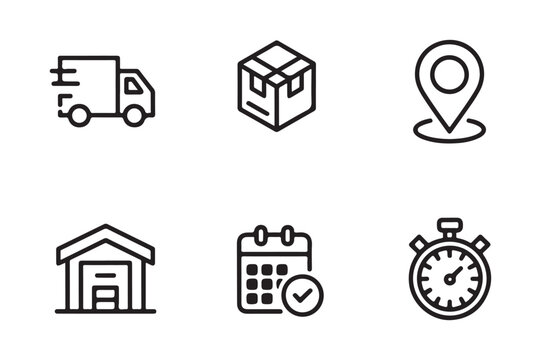 Delivery and logistics icons set for shipping and tracking services