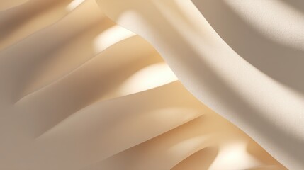 Soft Waves of Cream Fabric with Gentle Light and Texture in a Minimalist Style