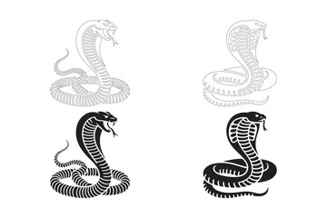 Obraz premium Detailed cobra snake illustrations in black and white