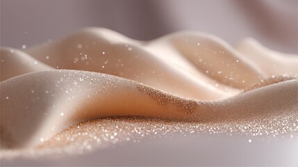 Soft Waves of Glittering Sand on a Gentle Fabric Surface Capturing Elegance and Serenity in a Minimalist Setting