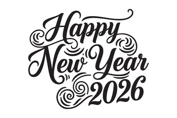 Elegant calligraphy happy new year 2026 greeting