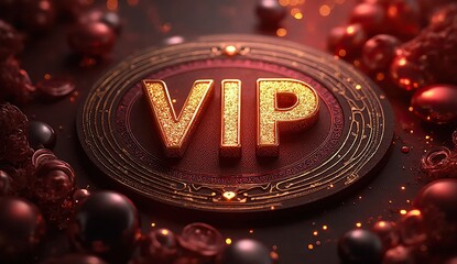 luxury vip typography across smooth reflective metal