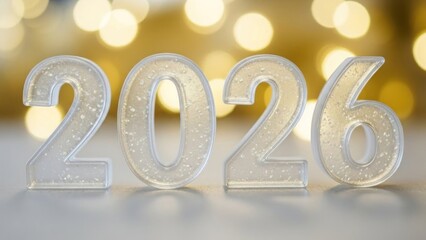 Year 2026 with Sparkling Golden Bokeh Lights Celebrating New Beginnings.