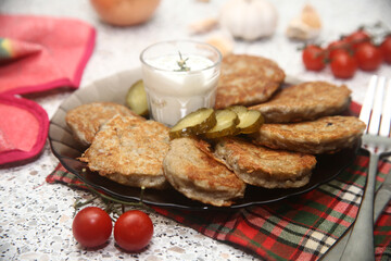 grilled popatoes draniki with vegetables