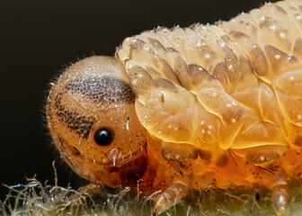 Macro Photo of a Sawfly Larva