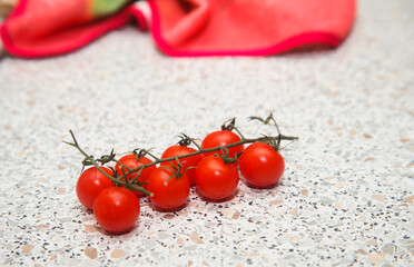 fresh tomatoes cherry on a wooden table
