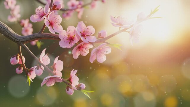 Peach blossom with blur for lunar celebrating background 