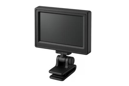 Car rearview monitor with clip mount on transparent background