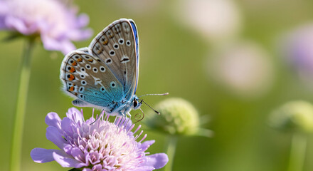Common Blue Butterfly Resting on a Purple Field Scabious Flower
A beautiful, detailed macro photograph of a male Common Blue butterfly (Polyommatus icarus)