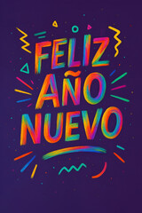 Feliz Año Nuevo texto colorido