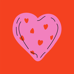 Heart shaped chocolate candy icon. Sweet tasty cocoa product flat cartoon style, hand drawn delicious dessert, Valentine's day gift concept. Vector isolated design