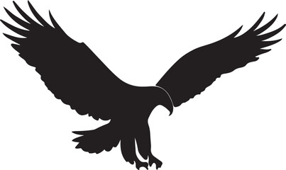 Fototapeta premium Flying eagle silhouette with spread wings, majestic predator bird