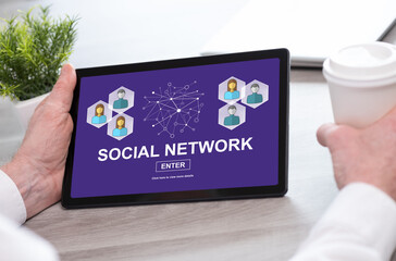 Social network concept on a tablet