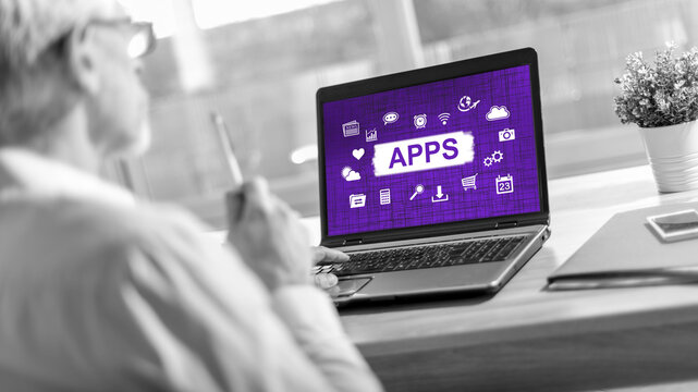 Apps concept on a laptop screen