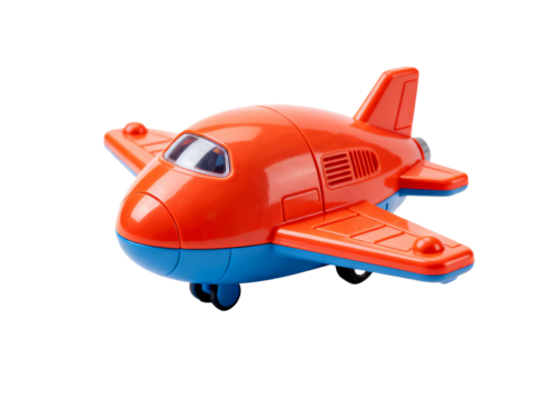Brightly Colored Toy Airplane for children. A classic and fun plastic toy for imaginative play and aviation themes.