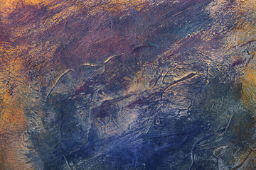 Abstract vivid brush stroke patterns blend together to form a dynamic textured artistic grunge styled painted background