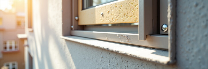 For sale sign stands prominently near modern residence as man looks forward to new home ownership. Home ownership and dreams of future come to life as he holds sign,