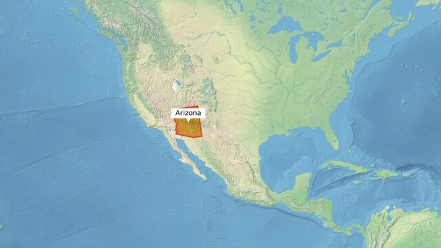 Geographic display of Arizona's position in the United States, Map of Arizona and United States, focusing on geographic location and position