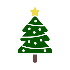 Simple Christmas tree icon with star, vector illustration.