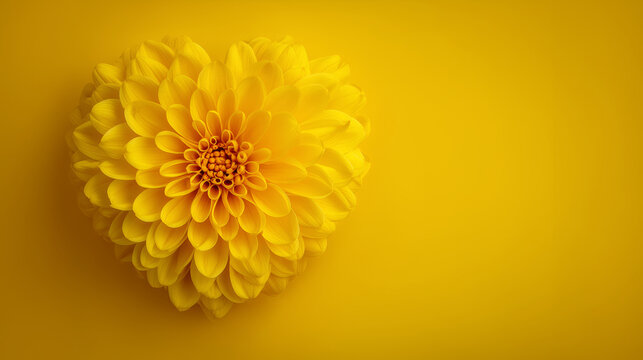 Flat Heart Shape Golden Yellow Petals on Matching Background