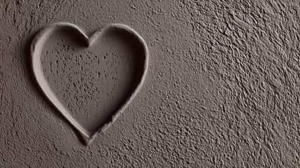 Obraz premium Heart Shape Pressed Into Dark Textured Surface In Close Up Flat Lay View