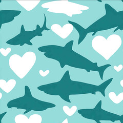 shark silhouette and heart